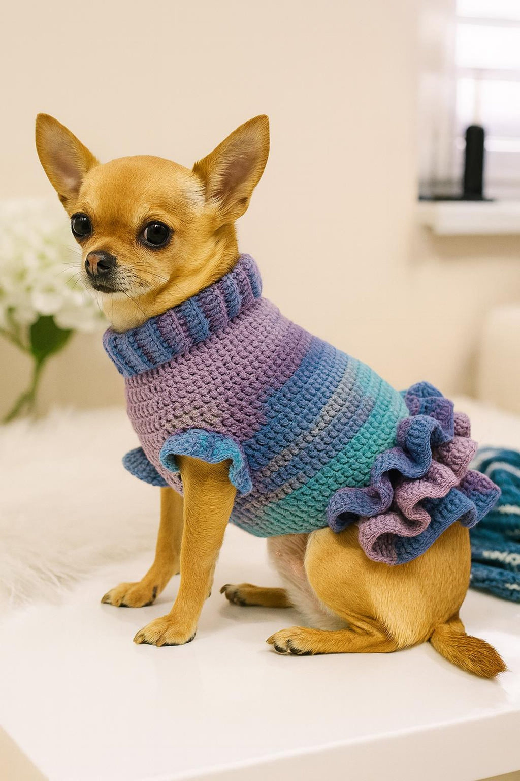 Wildpul® Handgestrickter Hunde-Pullover & Hundekleid – Kuscheliger Strickpullover für Welpen & Hunde