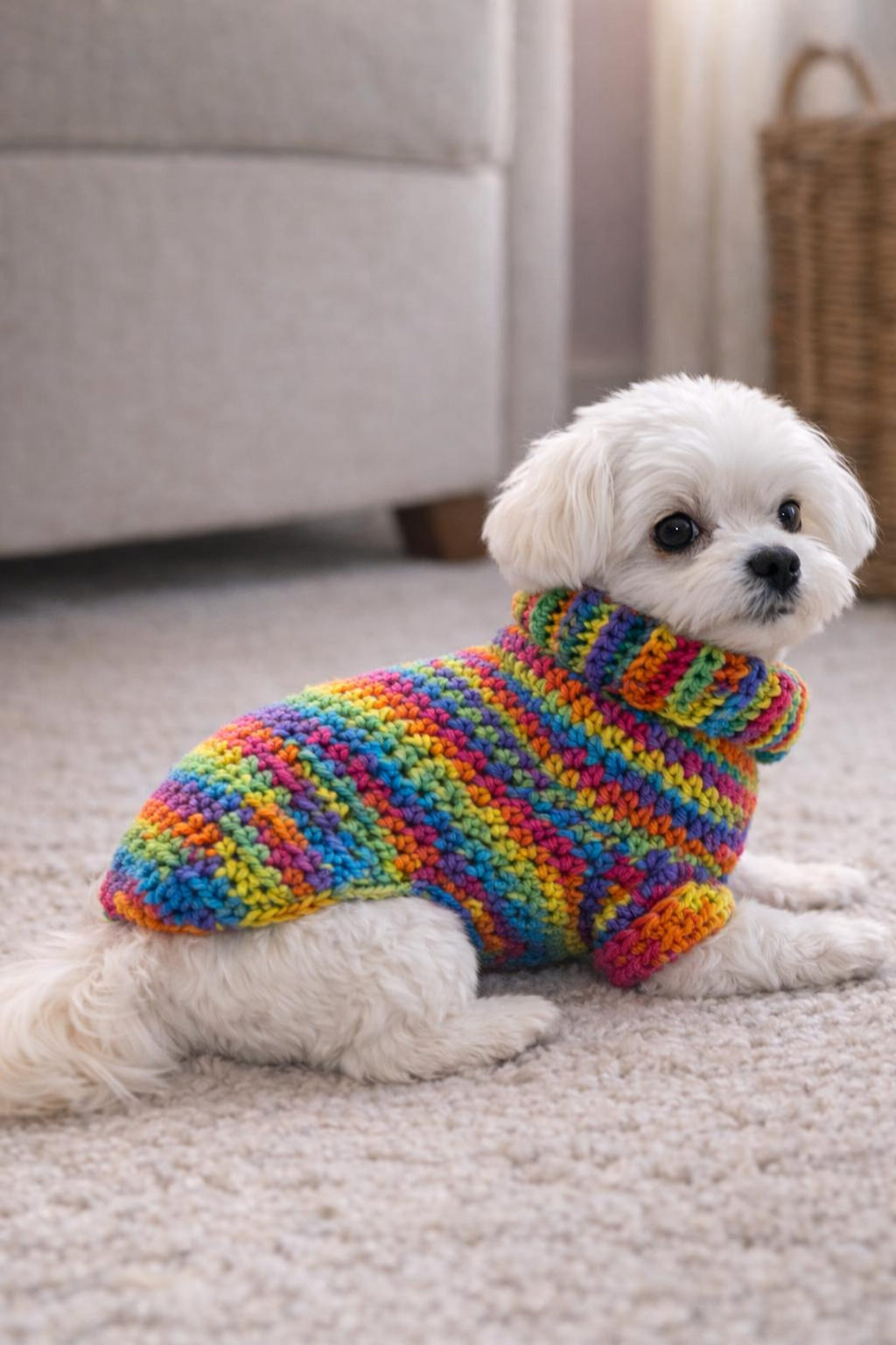 Wildpul® Partner-Set: Handgestrickter Hunde-Pullover mit passendem Schal für Dog Mom & Dog Dad