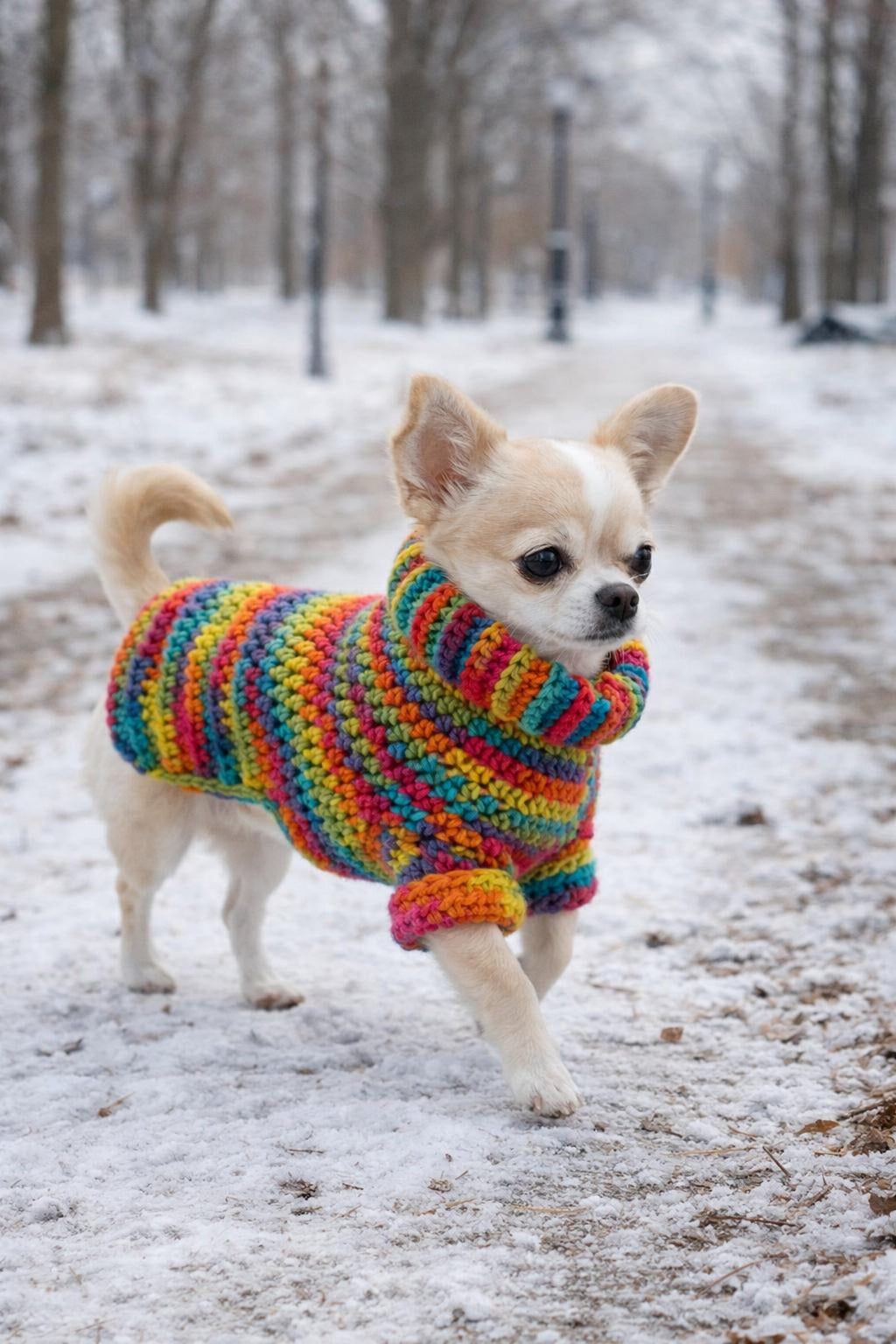 Wildpul® Partner-Set: Handgestrickter Hunde-Pullover mit passendem Schal für Dog Mom & Dog Dad