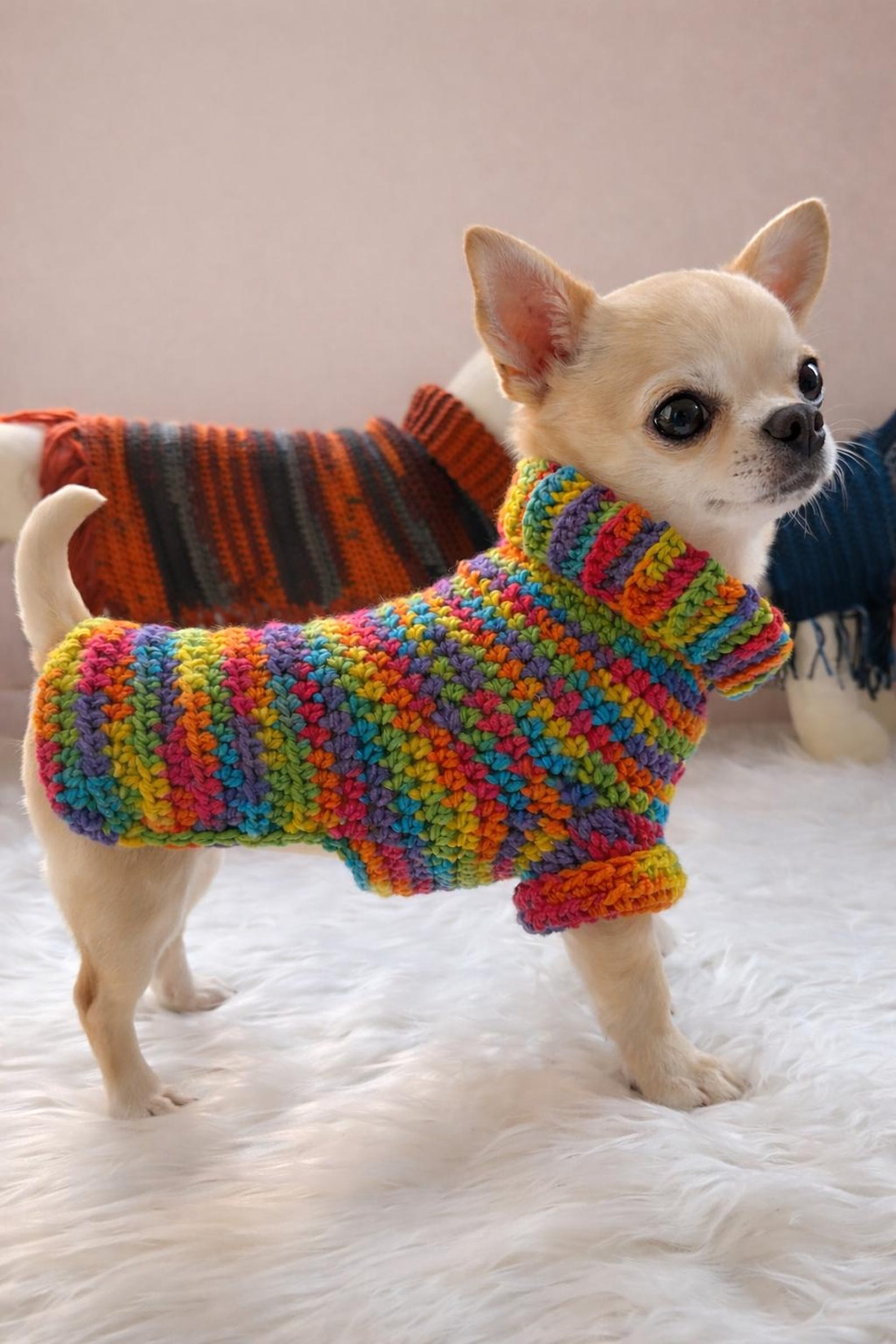 Wildpul® Partner-Set: Handgestrickter Hunde-Pullover mit passendem Schal für Dog Mom & Dog Dad