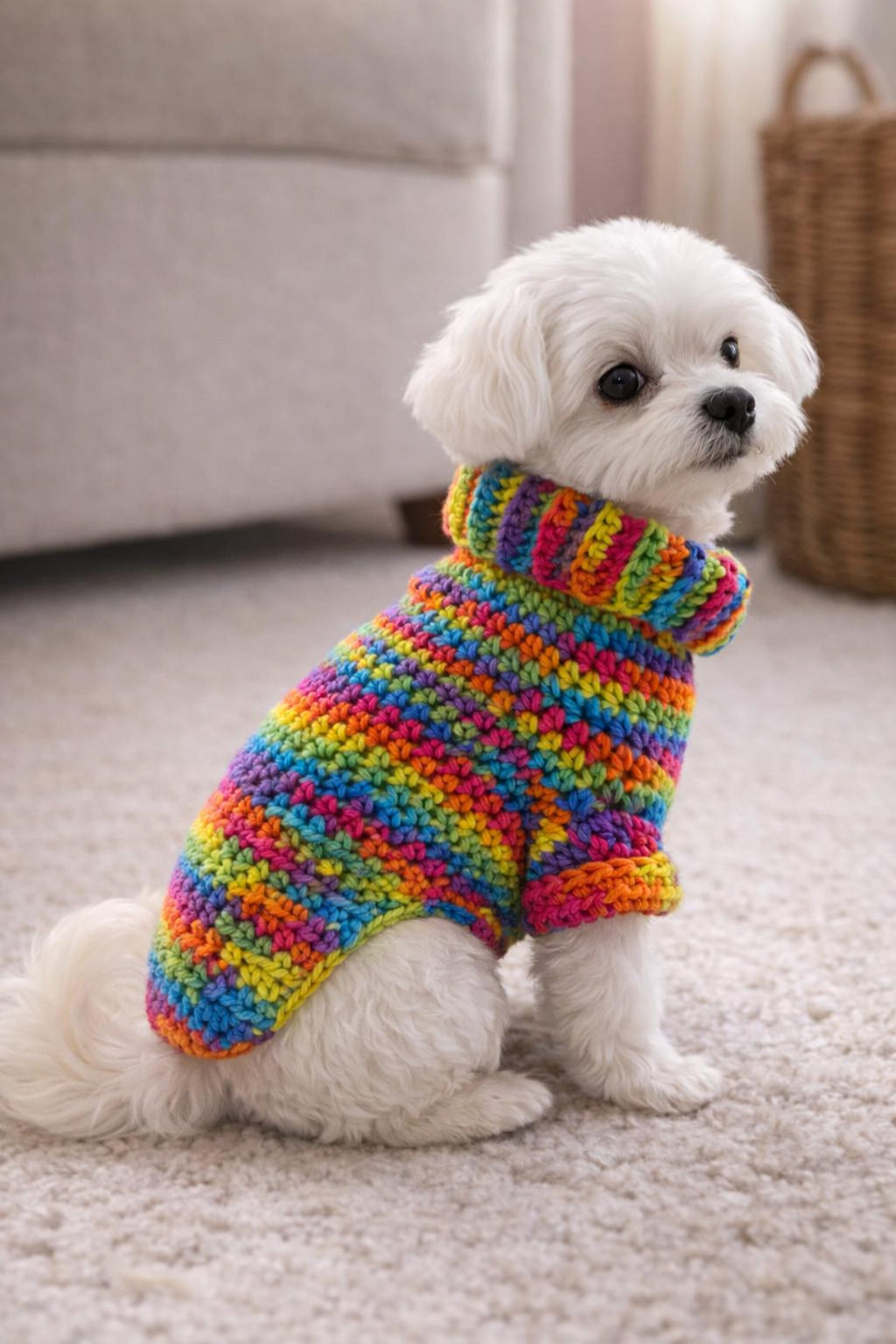 Wildpul® Partner-Set: Handgestrickter Hunde-Pullover mit passendem Schal für Dog Mom & Dog Dad