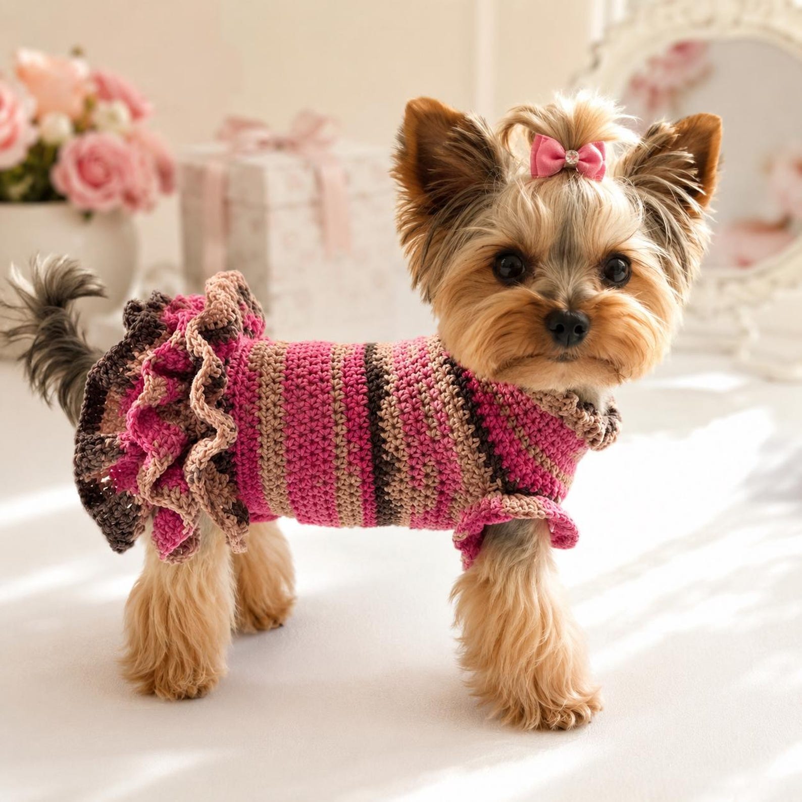 Wildpul® Partner-Set: Handgestrickter Hunde-Pullover mit passender Mütze für Dog Mom