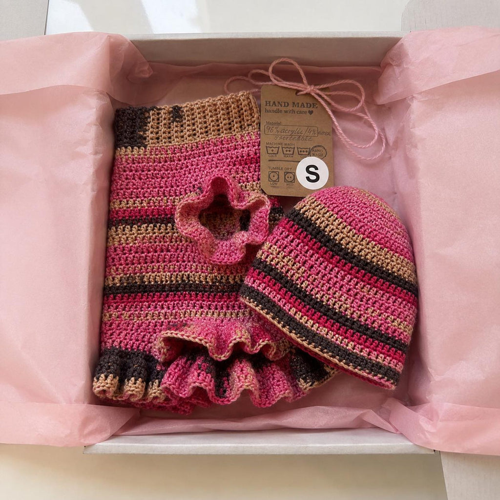 Wildpul® Partner-Set: Handgestrickter Hunde-Pullover mit passender Mütze für Dog Mom