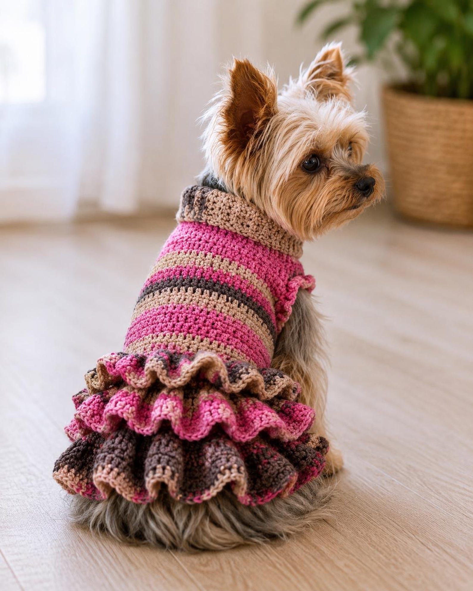 Wildpul® Partner-Set: Handgestrickter Hunde-Pullover mit passender Mütze für Dog Mom