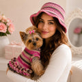 Wildpul® Partner-Set: Handgestrickter Hunde-Pullover mit passender Mütze für Dog Mom